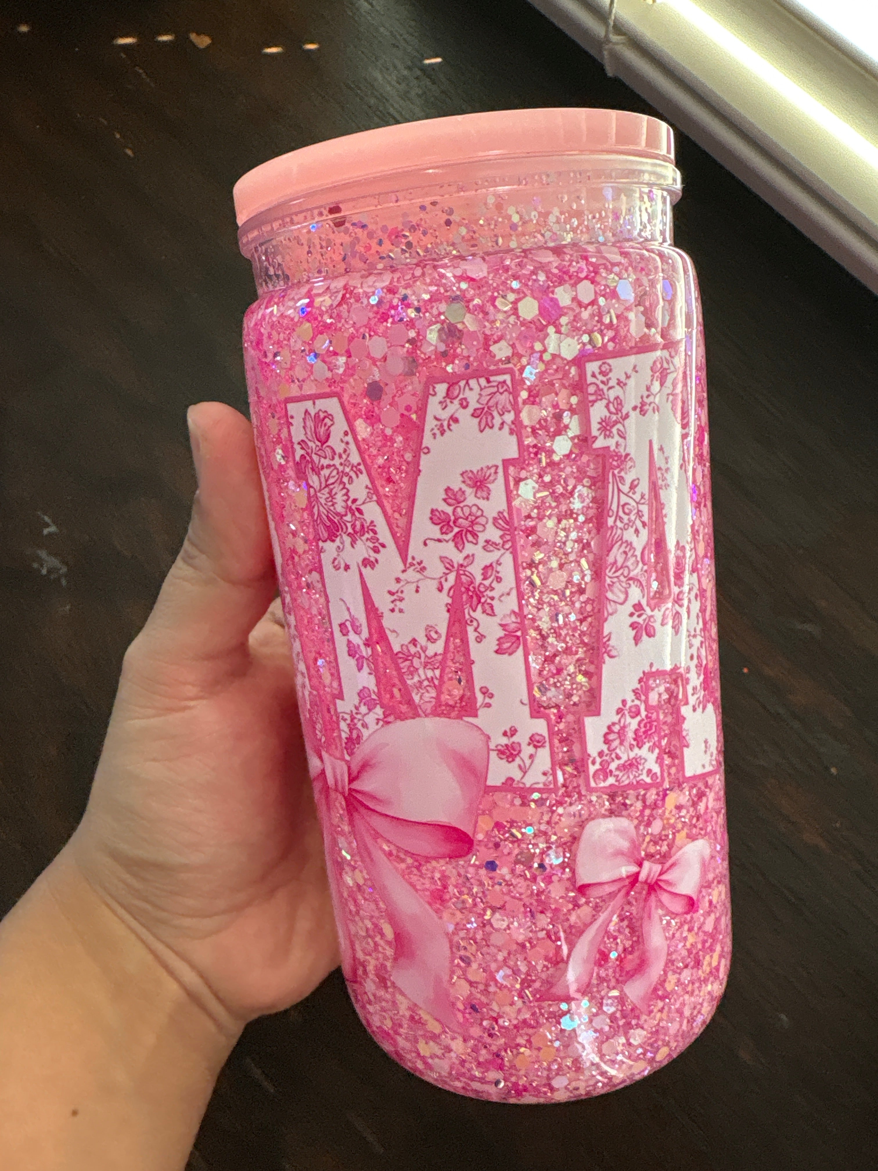 16oz Acrylic Mama Cup with Pink lid
