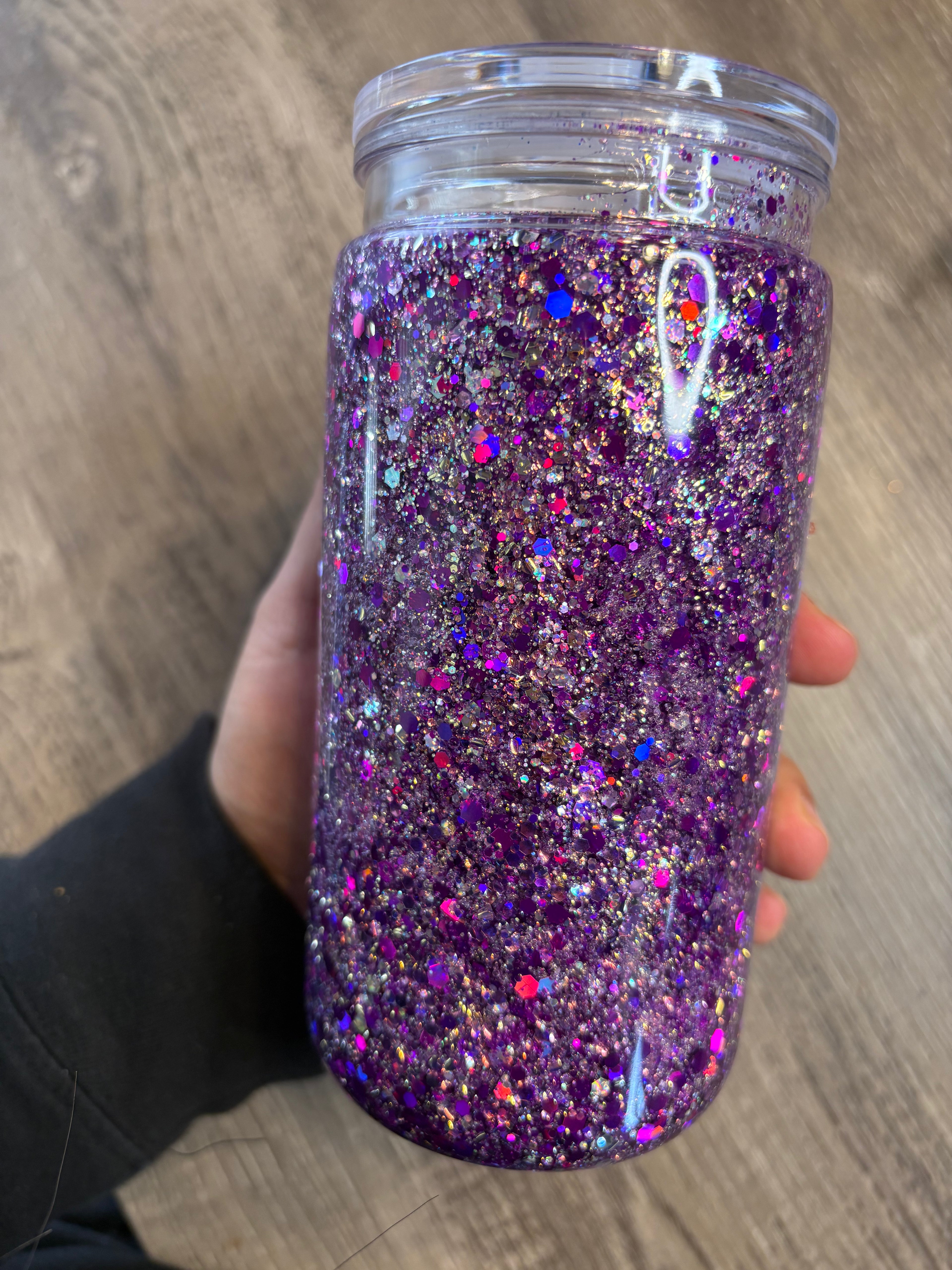 16oz Acrylic purple glitter cup