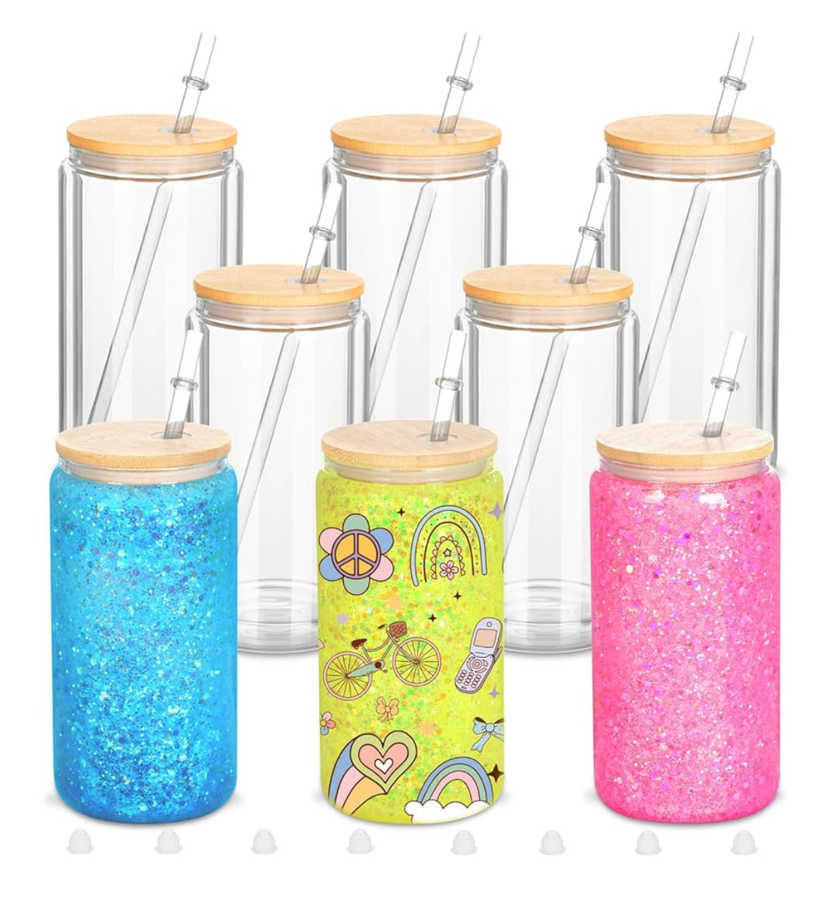 16oz Glass Snow Globe Cup